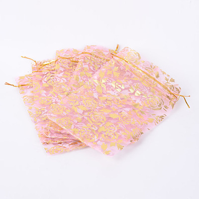 Rose Printed Organza Bags OP-R021-13x18-01-1