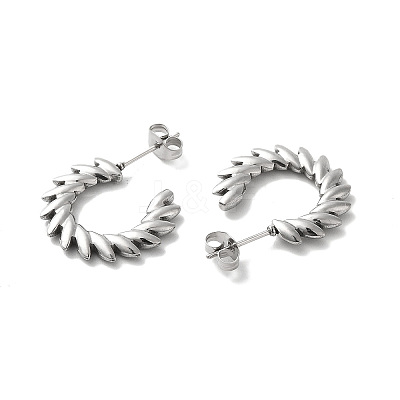 Non-Tarnish 304 Stainless Steel Leafy Branch Wrap Stud Earrings for Women EJEW-K243-05P-1