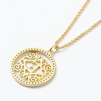 Brass Micro Pave Clear Cubic Zirconia Pendant Necklaces NJEW-J059-01E-1