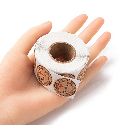 Kraft Paper Thank You Sticker Rolls STIC-YW0001-04-1