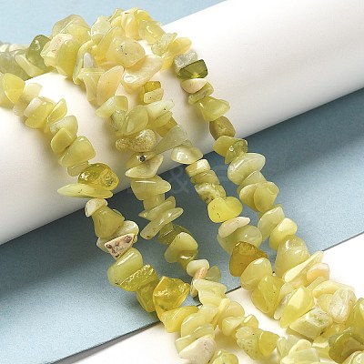 Natural Lemon Jade Chip Bead Strands G-M205-22-1