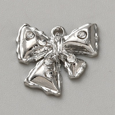 White Series Love Bow Alloy Acrylic Pendant PALLOY-WH0115-01P-10-1