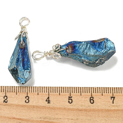 Electroplated Platinum Palted Copper Wire Wrapped Natural Quartz Crystal Pendants G-L133-07I-1