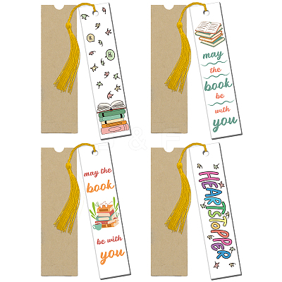4 Patterns Rectangle Waterproof Acrylic Bookmarks Set DIY-GL0004-50B-1