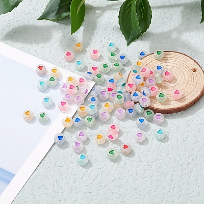 300Pcs Luminous Acrylic Beads MACR-YW0001-38-1