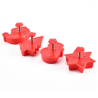 Christmas Themed Plastic Plastic Cookie Cutters BAKE-PW0007-023-1