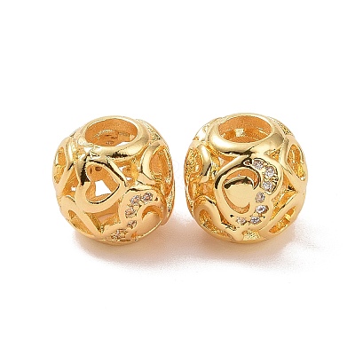Brass Rhinestone European Beads KK-A179-07G-1