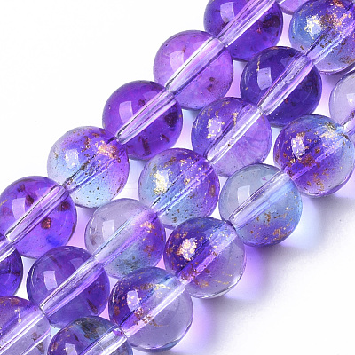 Transparent Spray Painted Glass Bead Strands X-GLAA-N035-03D-B03-1