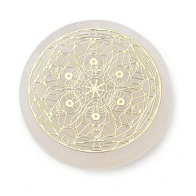 Flat Round Natural Selenite Slice Coasters AJEW-C042-01B-1