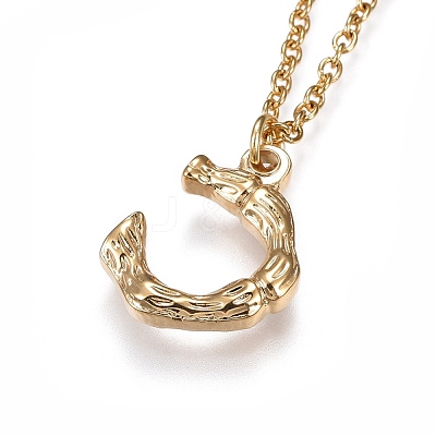 304 Stainless Steel Initial Pendant Necklaces NJEW-I108-12G-1
