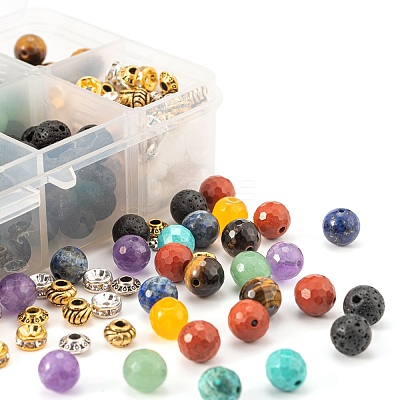 285Pcs 14 Style Natural Mixed Faceted Round Gemstone Beads G-LS0001-58-1