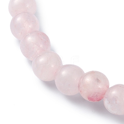 Natural Rose Quartz Round Beaded Bracelets BJEW-JB09878-02-1