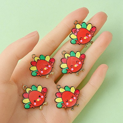 10Pcs 5 Style Cute Printed Alloy Pendants ENAM-YW0003-46B-1