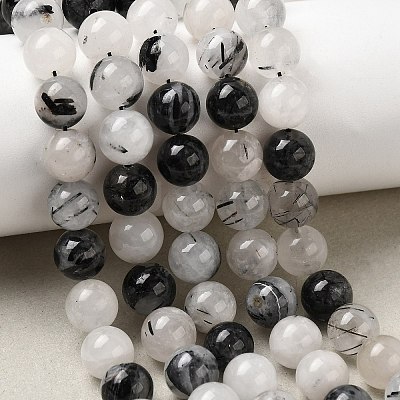Natural Black Rutilated Quartz Beads Strands G-D295-8mm-1