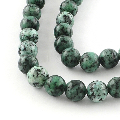 Dyed Natural Sesame Jasper Round Beads Strands X-G-R342-8mm-13-1