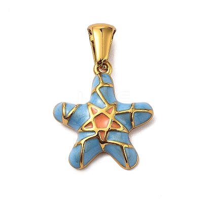 Ocean 304 Stainless Steel Enamel Pendants STAS-P395-01A-G-1
