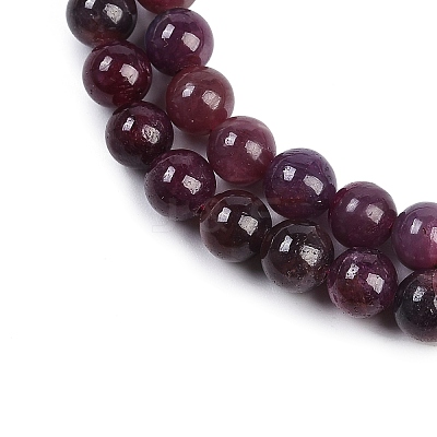 Natural Gemstone Ruby Round Beads Strands G-O017-6.5mm-06-1