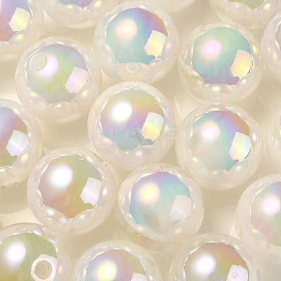 UV Plating Rainbow Iridescent Acrylic Beads PACR-E001-03J-1