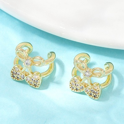 Brass Micro Pave Clear Cubic Zirconia Cuff Earrings EJEW-Q045-02G-1