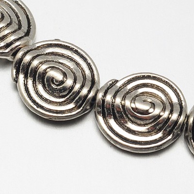 Tibetan Style Flat Round/Vortex Alloy Bead Strands TIBEB-O007-10-NR-1