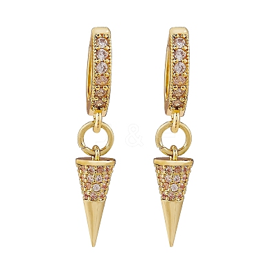 Clear Cubic Zirconia Cone Drop Huggie Hoop Earrings EJEW-SW00005-09-1