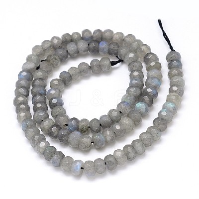 Natural Labradorite Rondelle Bead Strands G-O095-04-A-1