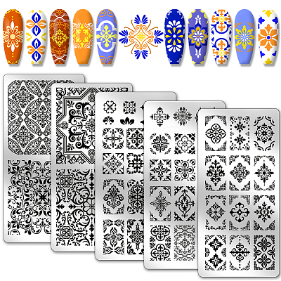 Stainless Steel DIY Nail Art Templates MRMJ-WH0098-014-1