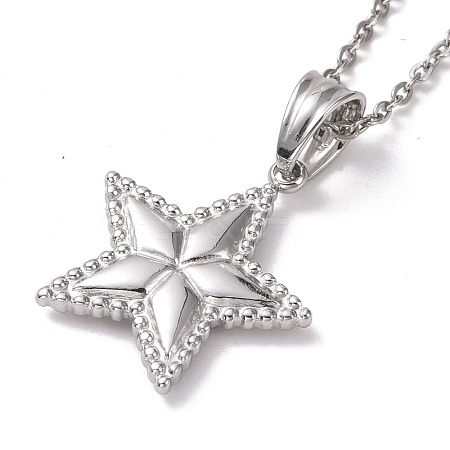 Non-Tarnish 304 Stainless Steel Pentagram Pendant Necklace for Women STAS-E154-23P-1