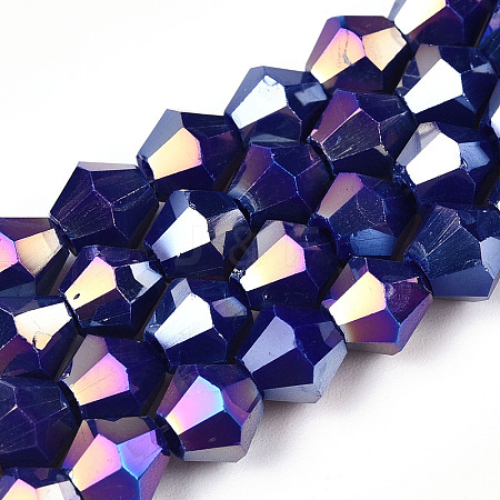 Opaque Solid Color Electroplate Glass Beads Strands LS-EGLA-A039-P6mm-B10-1