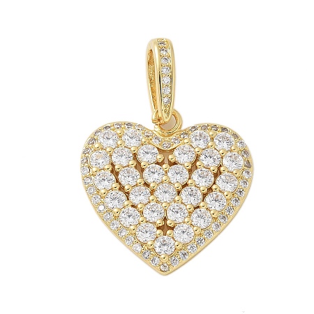 Brass Micro Pave Cubic Zirconia Pendants KK-P293-06G-1