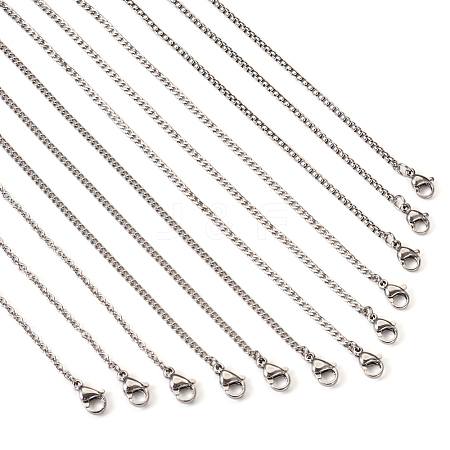 20Pcs 4 Style Titanium Steel Curb & Cable & Box Chain Necklaces Set for Men Women NJEW-TA0001-12-1