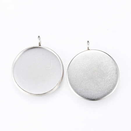 Non-Tarnish 304 Stainless Steel Pendant Cabochon Settings X-STAS-R090-12-1