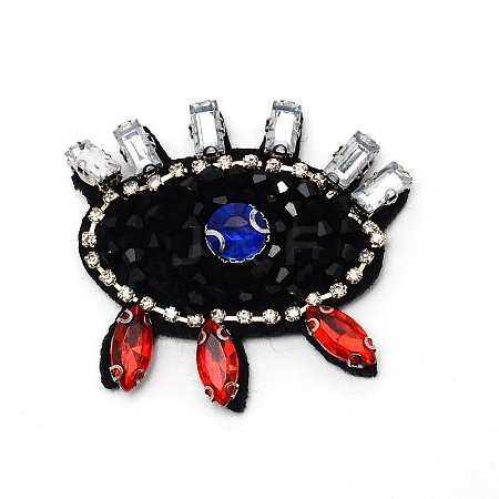 Eye Glass Beaded Patches LS-DIY-WH0301-08-1