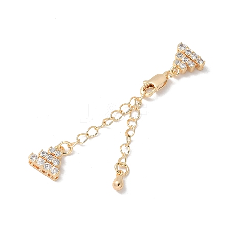 Brass Micro Pave Cubic Zirconia Chain Extender with Glass KK-U052-20G-1