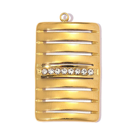 304 Stainless Steel with Crystal Rhinestone Pendants RB-OY001-12G-01-1
