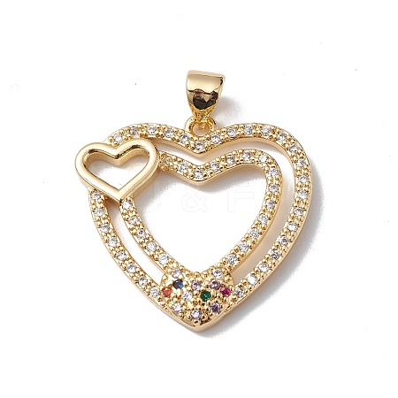 Rack Plating Brass Micro Pave Cubic Zirconia Pendants KK-H434-45G-1