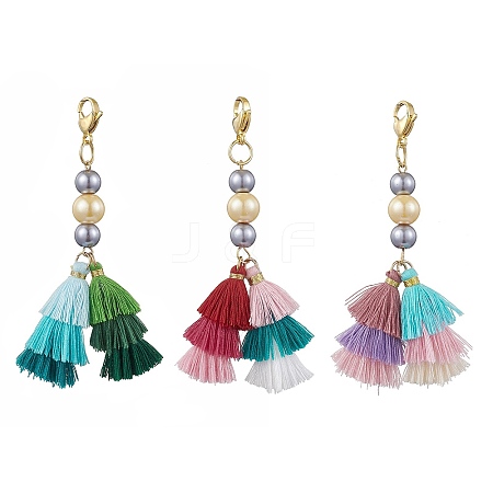 3Pcs Polycotton Tassel Pendant Decorations HJEW-JM02928-1