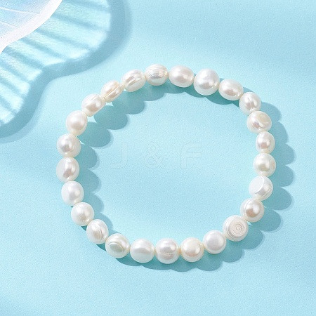 Natural Cultured Freshwater Pearl Beads Stretch Bracelets BJEW-JB13472-1