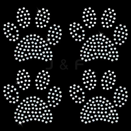 Paw Print Hotfix Glass Rhinestone DIY-WH0453-71B-01-1