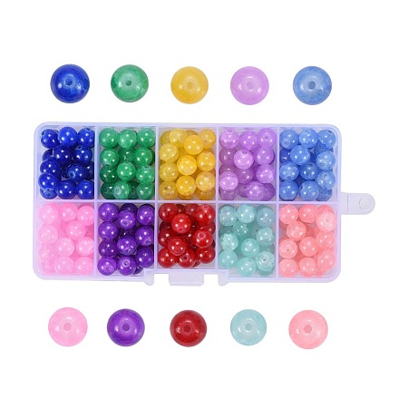 Baking Paint Crackle Glass Beads DGLA-X0008-1