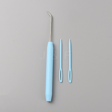 Plastic & Iron Bent Tip Crochet Needle TOOL-WH0159-06B-1