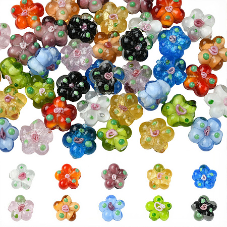 40Pcs 10 Colors Handmade Lampwork Beads LAMP-PA0001-10-1