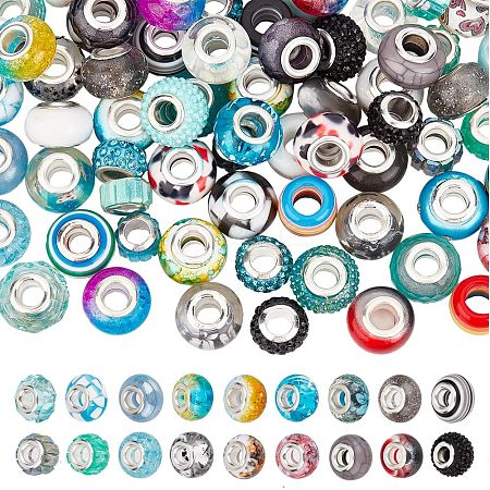  108Pcs 2 Colors Acrylic & Resin & Polymer Clay Rhinestone European Beads OPDL-NB0001-16-1