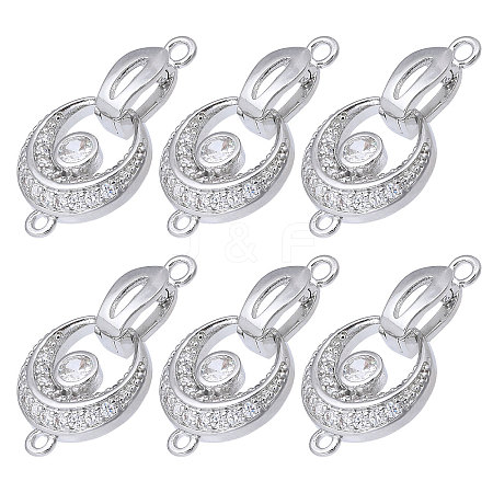 CHGCRAFT  6Pcs Brass Fold Over Clasp with Crystal Rhinestone KK-CA0002-69B-1