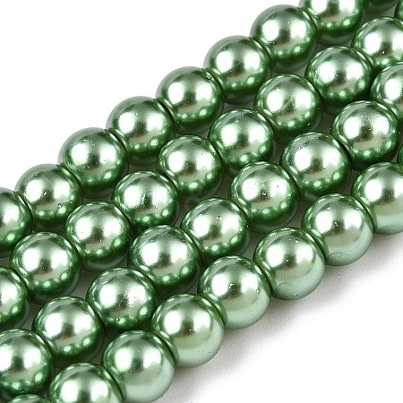 Baking Painted Pearlized Glass Pearl Round Bead Strands HY-Q003-6mm-49-A-1