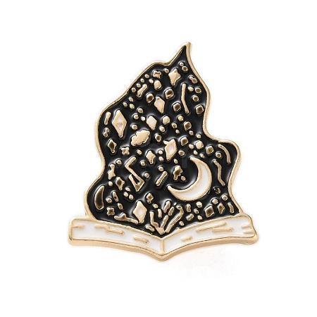 Gothic Fantasy Book Zinc Alloy Black Enamel Pin Brooches JEWB-D070-02G-01-1