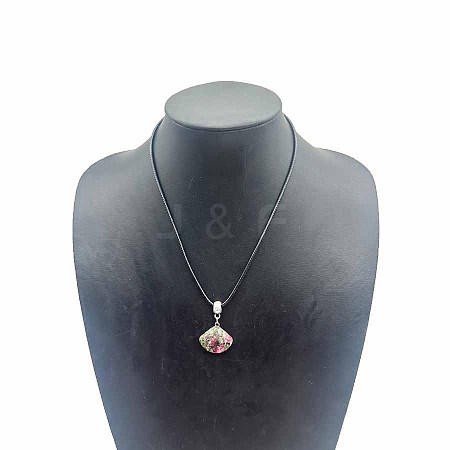 Natural Ruby in Zoisite Fan-Shaped Pendant Necklaces VA7169-7-1