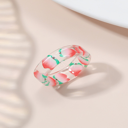 Summer Transparent Resin Fruit Pattern Finger Rings for Women WGF91BA-15-1