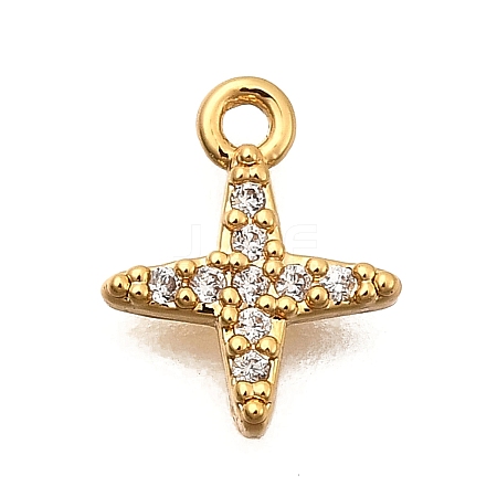 Brass Micro Pave Cubic Zirconia Charms KK-B152-27B-G-1