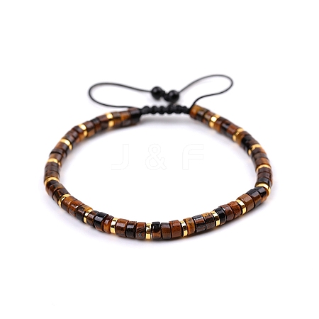 Natural Tiger Eye Braided Bead Bracelets for Women PW-WG20352-11-1